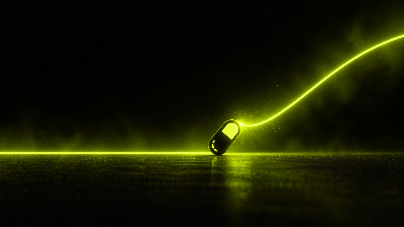 The Pump capsule bending a glowing line upward
