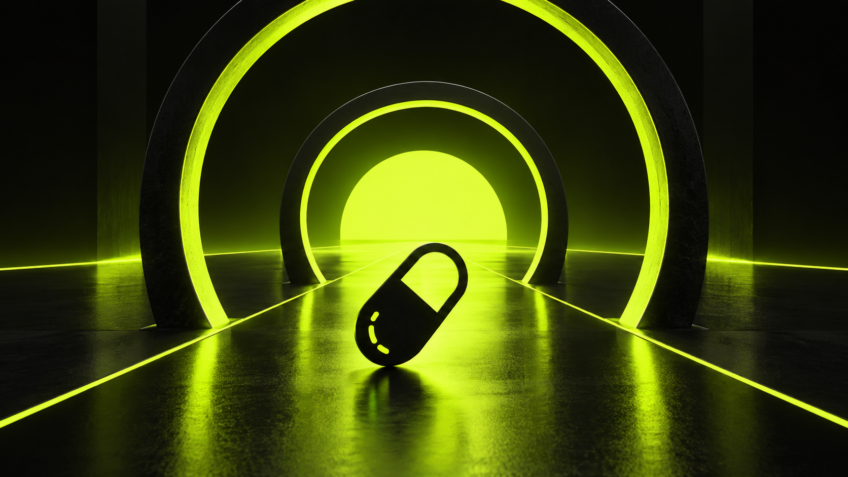 The Pump capsule moving through three luminous gates